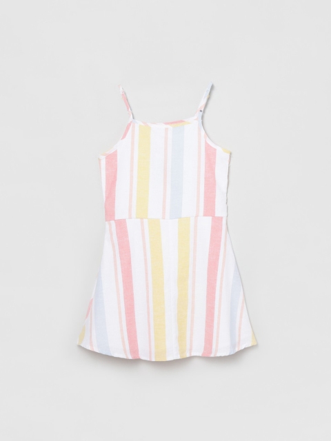 max Girls Multicoloured Striped A-Line Dress, Multi