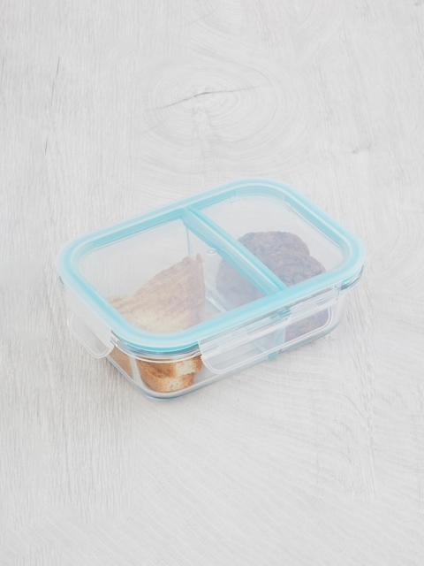 

Home Centre Transparent Solid Rectangular Air-Tight Divided Storage Box 640 ml