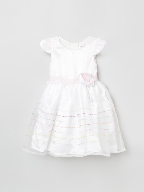 

max White Solid Fit and Flare Dress