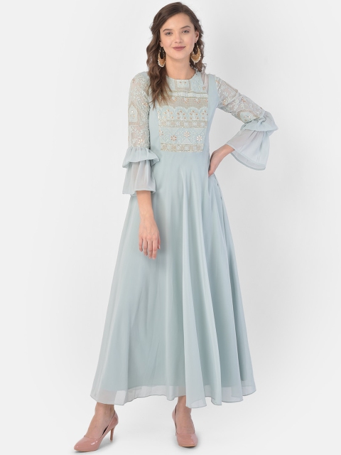 

Ojjasvi Blue Georgette Maxi Dress
