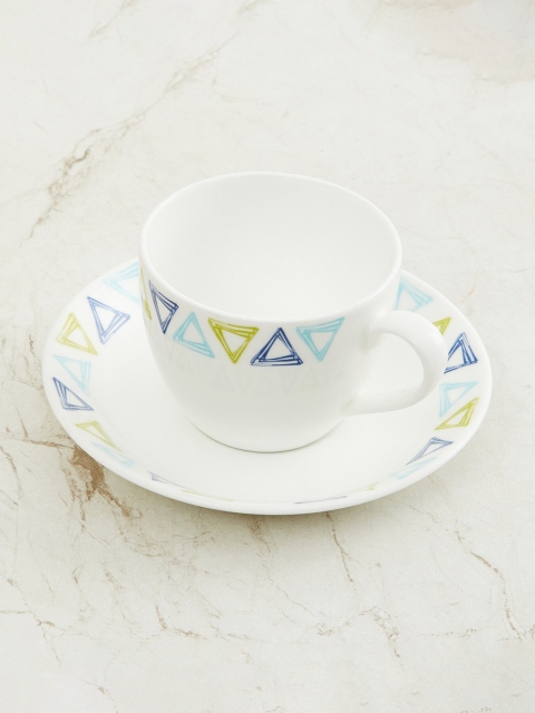

Home Centre White & Blue Printed Ceramic Cups and Saucers Set