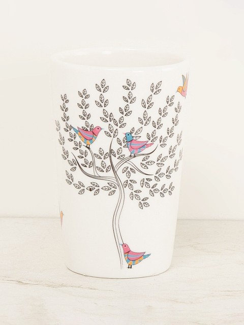 

Home Centre White & Pink Printed Ceramic Tumbler