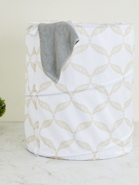 

Home Centre White & Brown Vintage Renditions Printed Spring Laundry Hamper