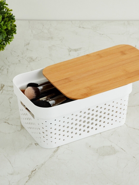 

Home Centre White & Brown Regan Infinity Basket with Bamboo Lid