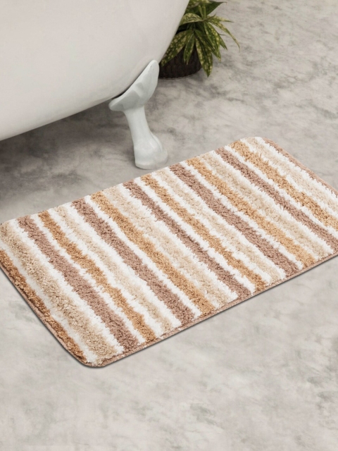 

Home Centre Brown & Beige Striped Microfiber Bath Mat