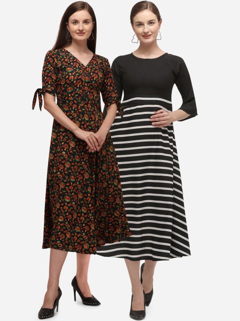 

Florence Pack Of 2 Multicoloured Crepe A-Line Midi Dress, Multi