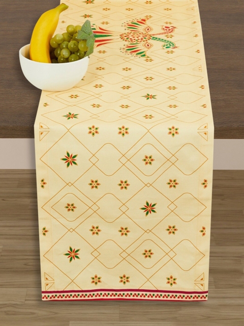 

Home Centre Beige & Red Foley Designs Printed Rectangular Pure Cotton Table Runner