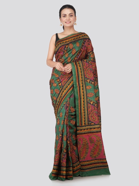 

PinkLoom Multicoloured Embroidered Pure Silk Saree, Multi