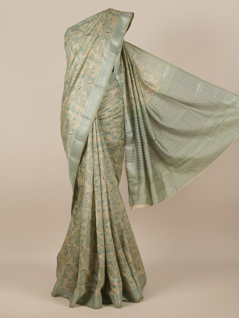 

Pothys Green & Cream-Coloured Jute Silk Woven Design Saree