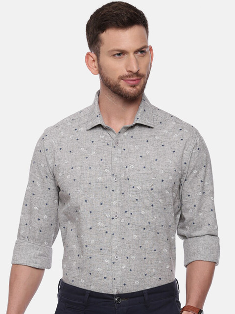 

CROYDON Men Grey Regular Fit Printed Cotton Formal Shirt