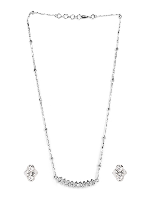 

Mahi Women White Rhodium-Plated Dual Side Spikes Pendant Set