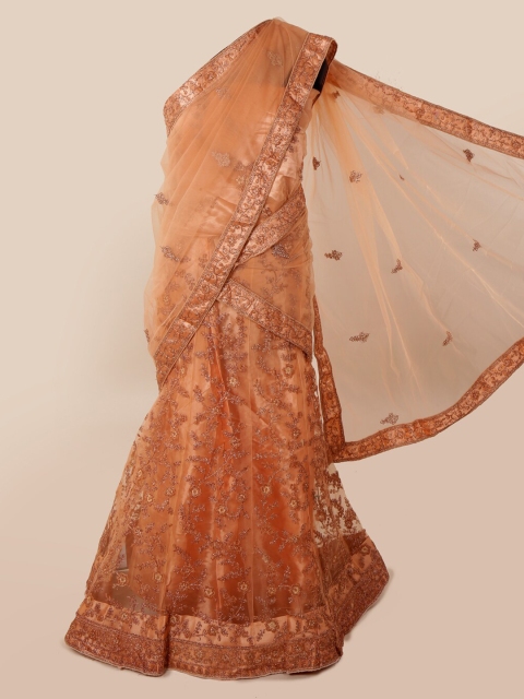 

Pothys Peach-Coloured Embellished Net Saree