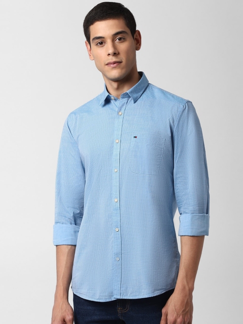 

Peter England Casuals Men Blue Slim Fit Printed Cotton Casual Shirt