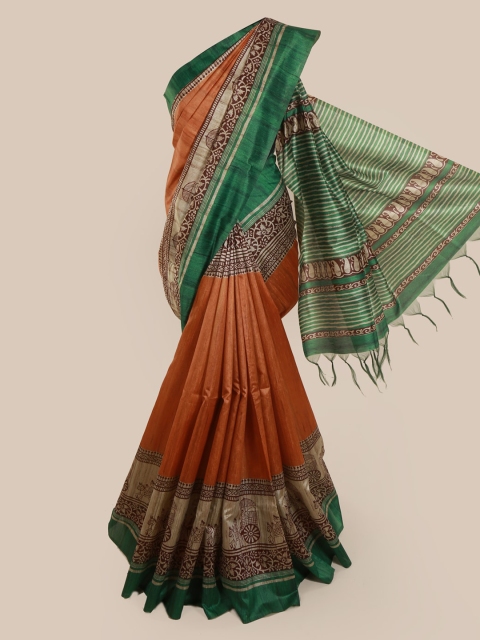 

Pothys Rust Striped Jute Silk Saree