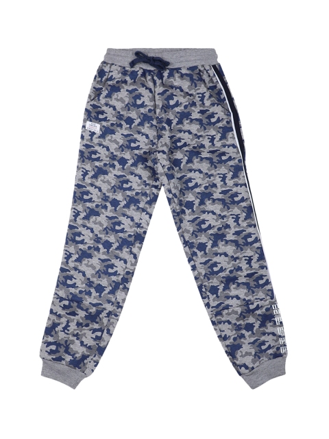 

Blue Giraffe Boys Navy Blue & Grey Camouflage Printed Cotton Straight-Fit Joggers