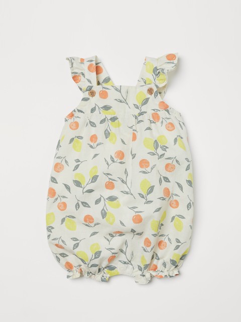 

H&M Girls White & Yellow Flounce-Trimmed Romper Suit