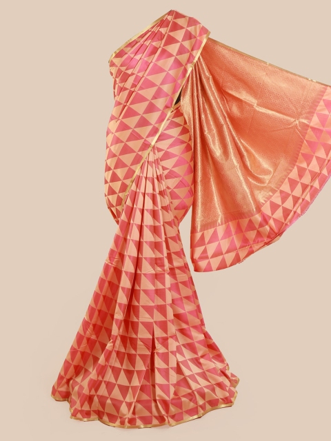 

Pothys Peach-Coloured & Beige Art Silk Printed Saree