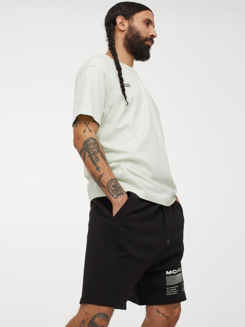 

H&M Men Black Sweatshirt Shorts