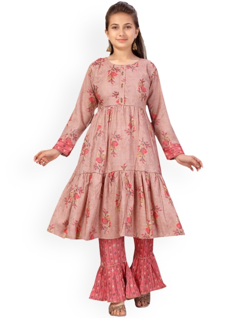 

Aarika Girls Pink Printed Kurta with Sharara