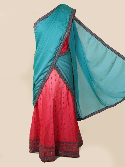 

Pothys Blue & Pink Poly Chiffon Embellished Saree
