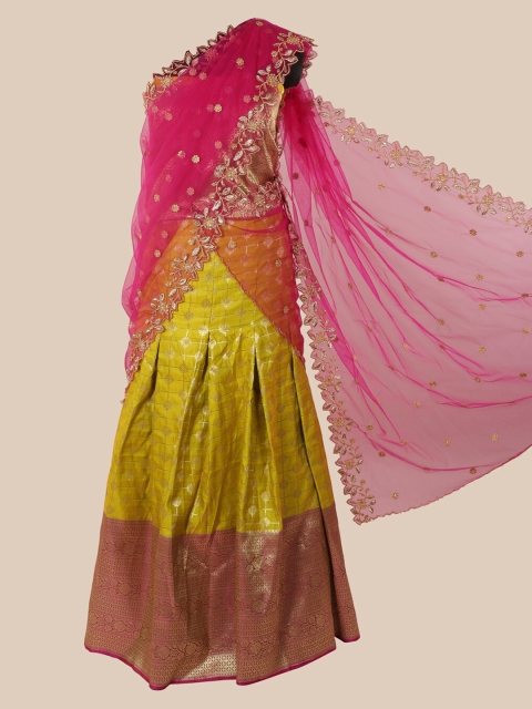 

Pothys Pink & Green Net Woven Design Saree