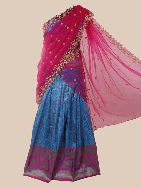 

Pothys Pink & Blue Net Woven Design Saree