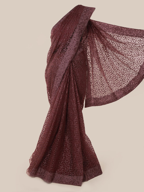

Pothys Brown Embroidered Supernet Saree