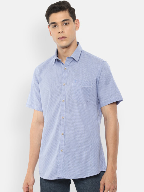 

Van Heusen Sport Men Blue & White Checked Pure Cotton Slim Fit Shirt