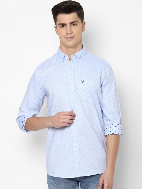 

Allen Solly Men Blue Self Design Cotton Slim Fit Shirt