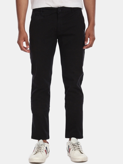 

Aeropostale Men Black Solid Regular Trousers