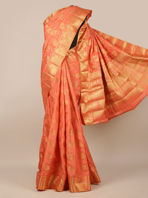 

Pothys Orange Woven Design Jute Silk Saree