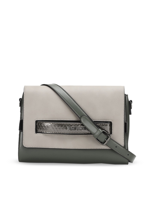 

Van Heusen Olive Green & Beige Colourblocked Sling Bag