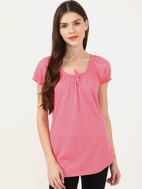 

V2 Value & Variety Peach-Coloured & Black Tie-Up Neck Regular Top