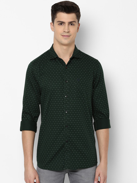 

Allen Solly Men Green & White Micro Ditsy Print Cotton Slim Fit Casual Shirt
