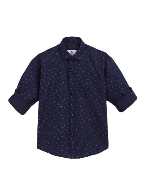 

Kidling Boys Navy Blue Regular Fit Printed Casual Shirt