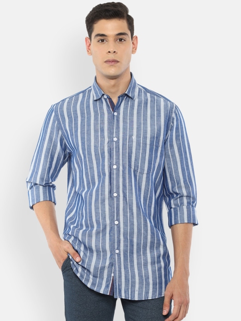

Van Heusen Sport Men Blue Striped Linen Cotton Slim Fit Casual Shirt