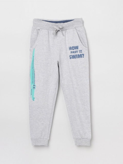 

max Boys Grey Printed Cotton Joggers