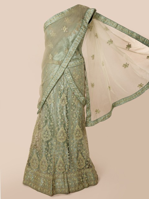 

Pothys Green Embroidered Net Saree