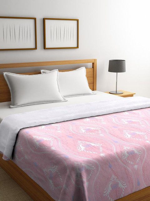 

NEUDIS Pink & White Ethnic Motifs AC Room 450 GSM Double Bed Comforter