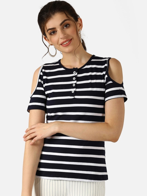 

V2 Value & Variety Blue & White Striped Chambray Regular Top