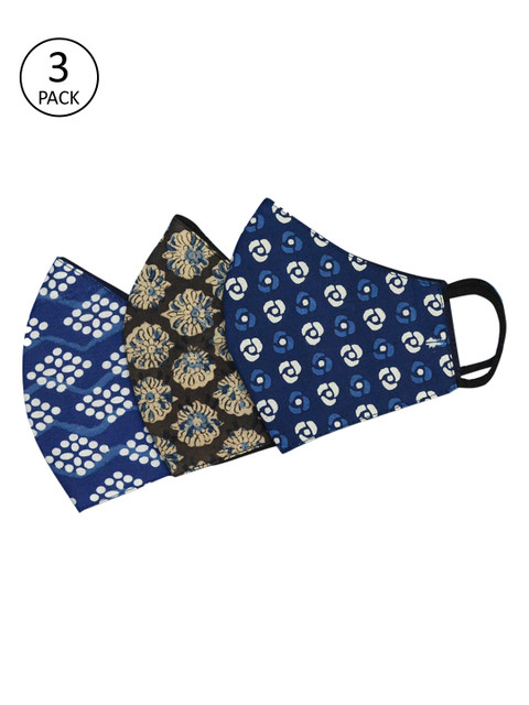 

Tossido Pack Of 3 Navy Blue & Olive 100% Cotton Reusable Cloth Masks