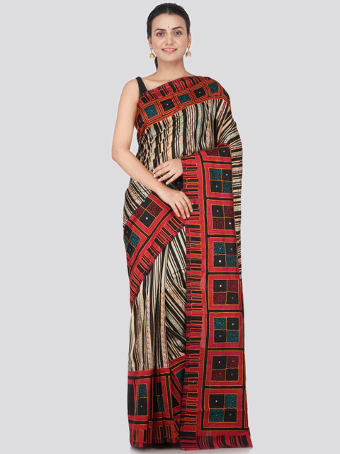 

PinkLoom Multicoloured Embroidered Pure Silk Saree, Multi