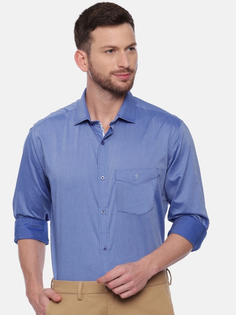 

CROYDON Men Blue Regular Fit Solid Cotton Formal Shirt