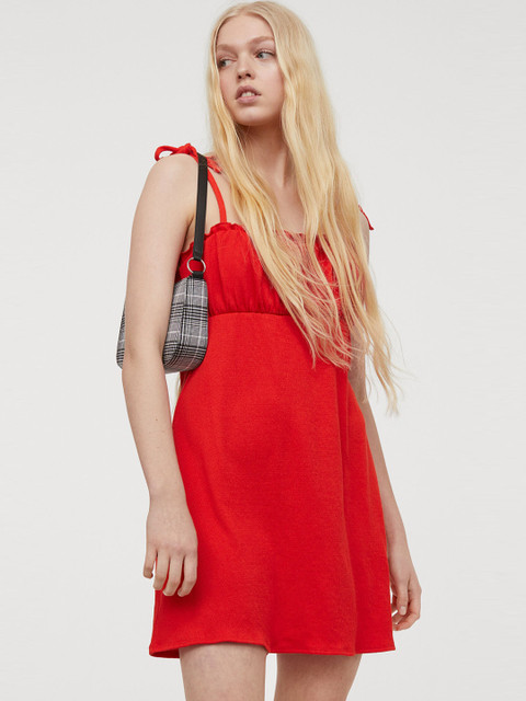 

H&M Women Red Bow-Detail Jersey Dress