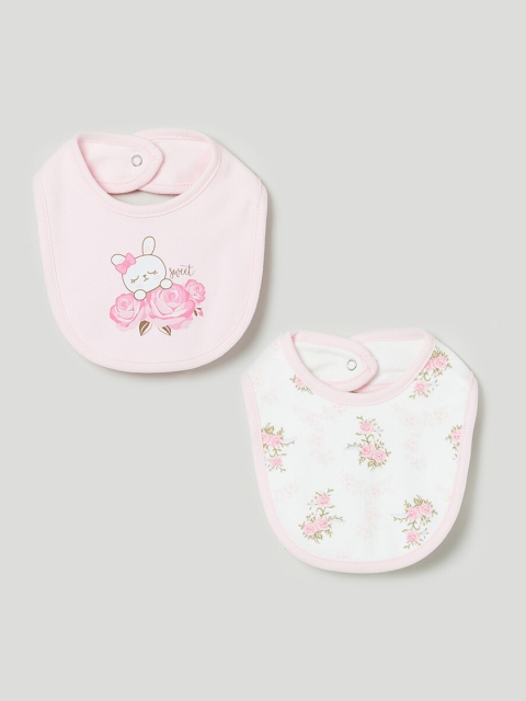 

max Infant Girls Pack Of 2 Pure Cotton Bibs, Pink