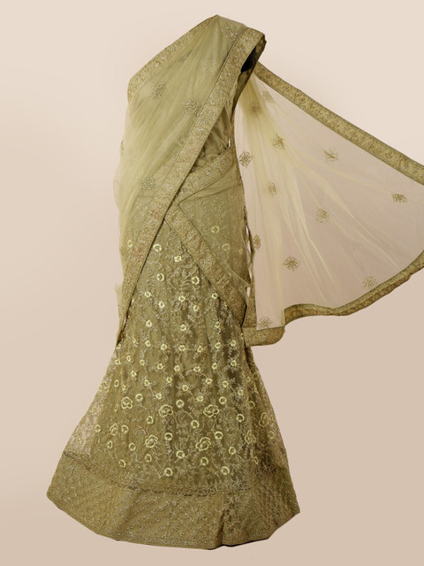 

Pothys Green Embroidered Net Saree