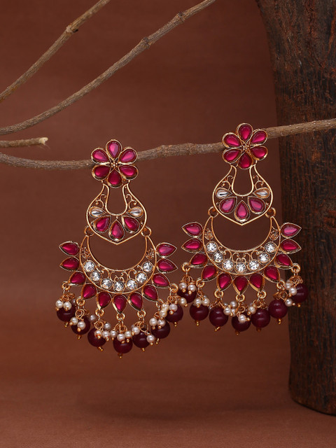 

Shoshaa Pink & Gold-Plated Classic Chandbalis