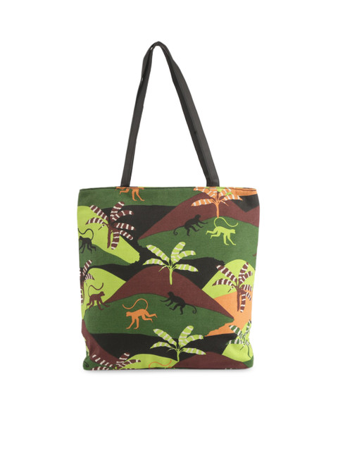 

IMARS Women Green Printed Tote Bag