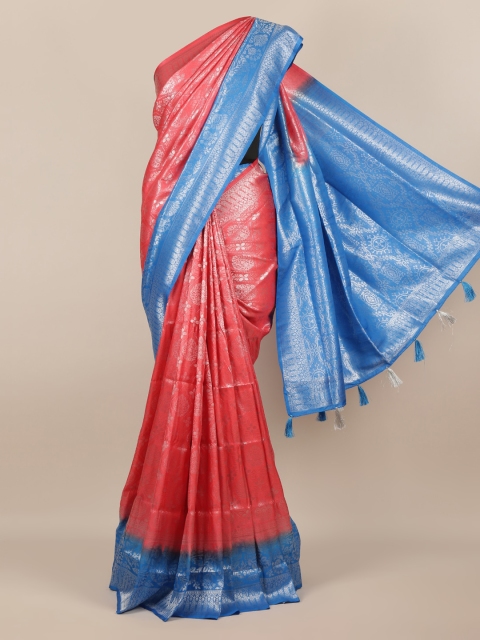 

Pothys Pink & Blue Jute Silk Woven Design Saree