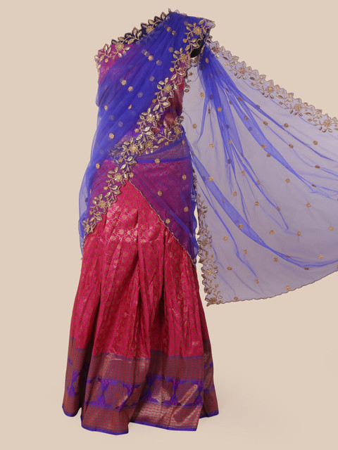 

Pothys Blue & Pink Net Embroidered Saree